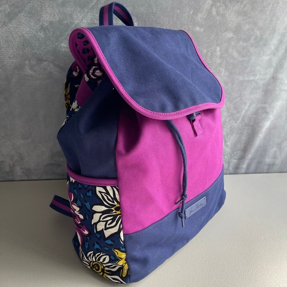 Vera Bradley Backpack African‎ Violet Canvas Pink Purple Floral Back Large 17\